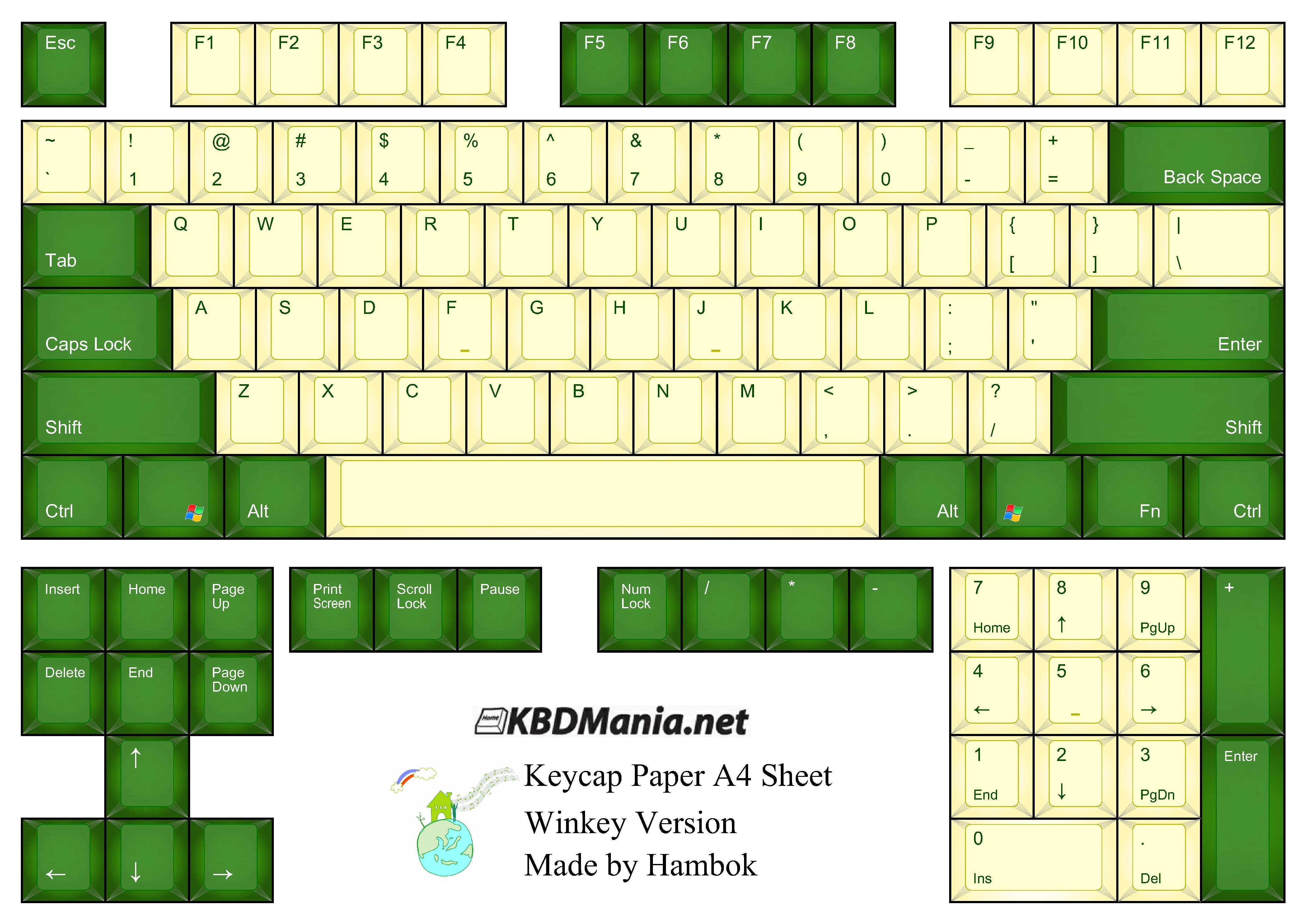 Keycap Paper-Winkey Ver.jpg : KeyCap Paper A4 윈키버전(크림치즈그림) 용으로 함 만들어 봤습니다.